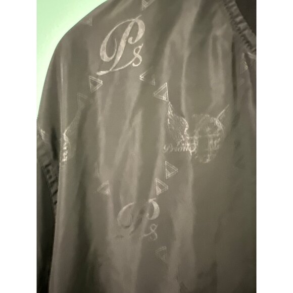 Privilege Society Black Lightweight Bomber Jacket With Subtle Patterned Logos & - Picture 2 of 8